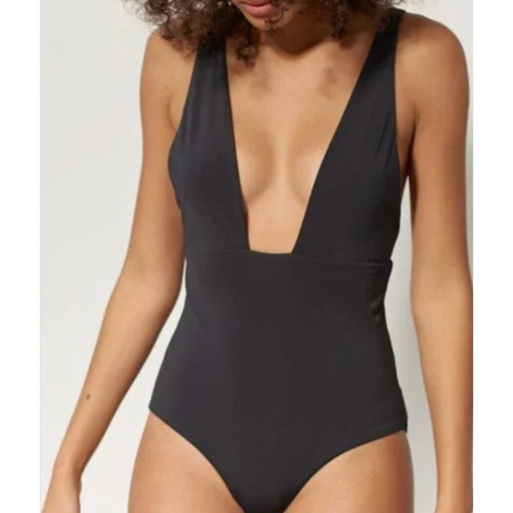 NWT Mara Hoffman Swim Audrey One Piece Swimsuit Womens L Black
